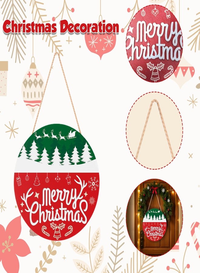 OHOME زينة عيد الميلاد الخارجية من OHOME - أكاليل عيد الميلاد للباب الأمامي | لافتة ترحيب خشبية دائرية ريفية، إكليل عيد الميلاد - مستلزمات وديكورات حفلات عيد الميلاد للباب والجدار والغرفة والشرفة والمطبخ - Image 3